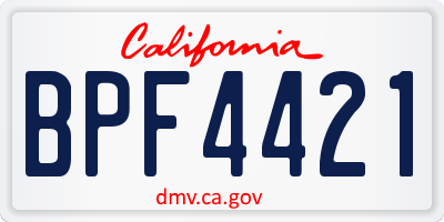 CA license plate BPF4421