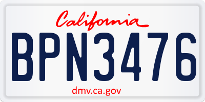 CA license plate BPN3476