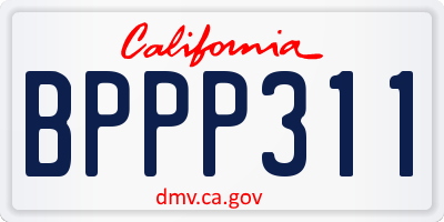 CA license plate BPPP311