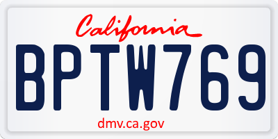 CA license plate BPTW769