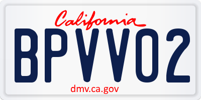 CA license plate BPVV02