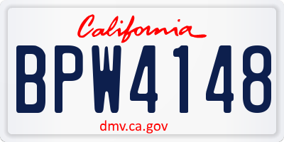 CA license plate BPW4148