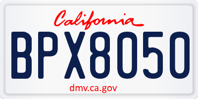 CA license plate BPX8050