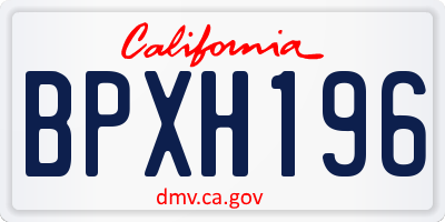 CA license plate BPXH196