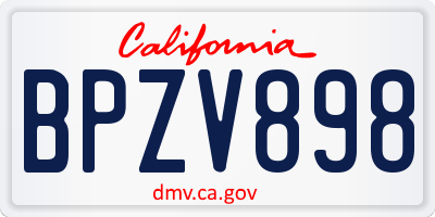 CA license plate BPZV898