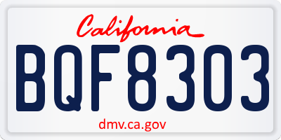 CA license plate BQF8303