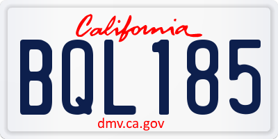 CA license plate BQL185