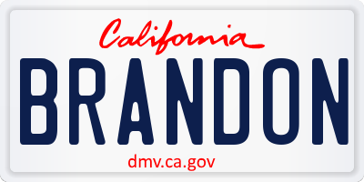 CA license plate BRANDON