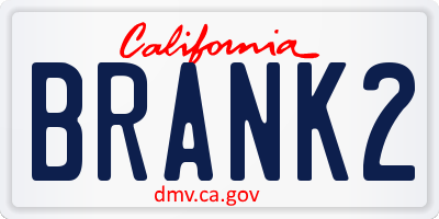 CA license plate BRANK2