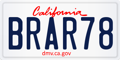 CA license plate BRAR78