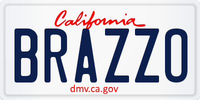 CA license plate BRAZZO