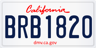 CA license plate BRB1820