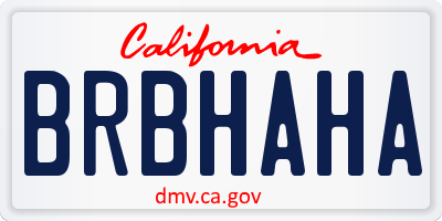 CA license plate BRBHAHA