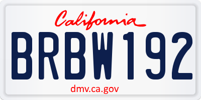 CA license plate BRBW192