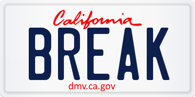 CA license plate BREAK