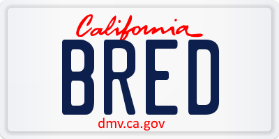 CA license plate BRED