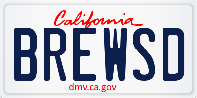 CA license plate BREWSD