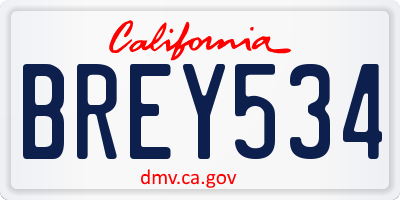 CA license plate BREY534