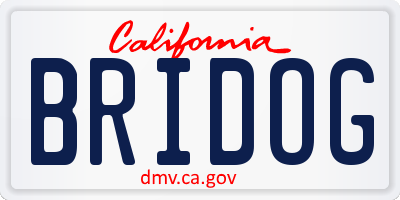 CA license plate BRIDOG