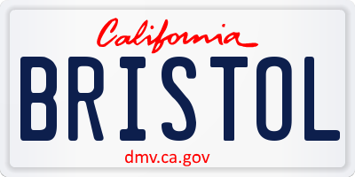 CA license plate BRISTOL