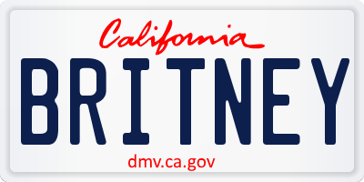 CA license plate BRITNEY