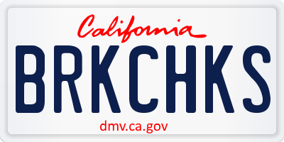 CA license plate BRKCHKS