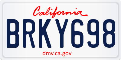 CA license plate BRKY698