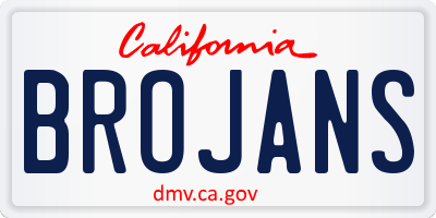 CA license plate BROJANS