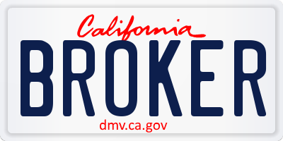 CA license plate BROKER