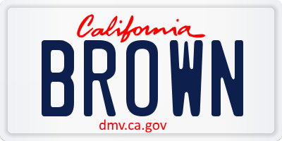 CA license plate BROWN