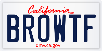 CA license plate BROWTF