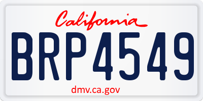 CA license plate BRP4549