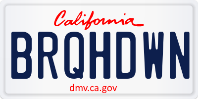 CA license plate BRQHDWN