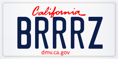 CA license plate BRRRZ