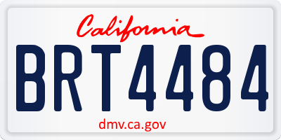 CA license plate BRT4484