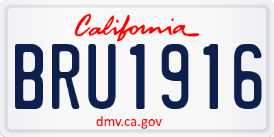 CA license plate BRU1916