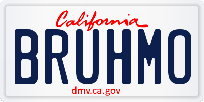 CA license plate BRUHMO