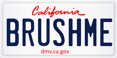 CA license plate BRUSHME