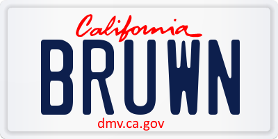 CA license plate BRUWN