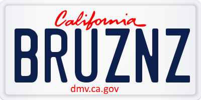 CA license plate BRUZNZ