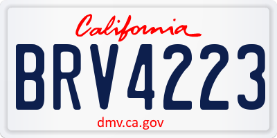 CA license plate BRV4223