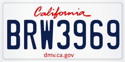 CA license plate BRW3969