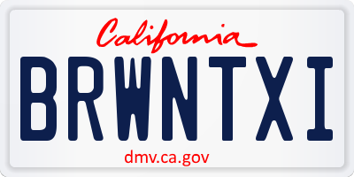 CA license plate BRWNTXI