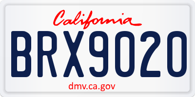 CA license plate BRX9020