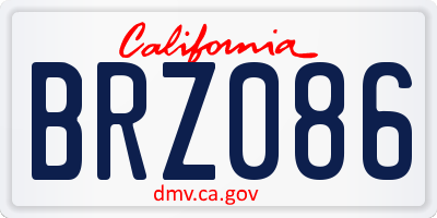 CA license plate BRZ086