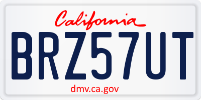 CA license plate BRZ57UT