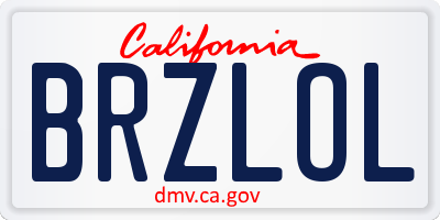 CA license plate BRZLOL