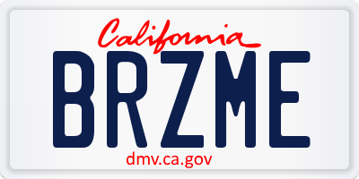 CA license plate BRZME