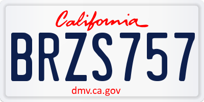 CA license plate BRZS757