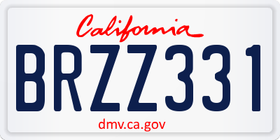 CA license plate BRZZ331